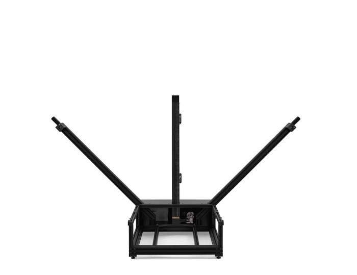 Digital Transitions Atom cultural heritage imaging system opening to show its camera column and lighting arms.